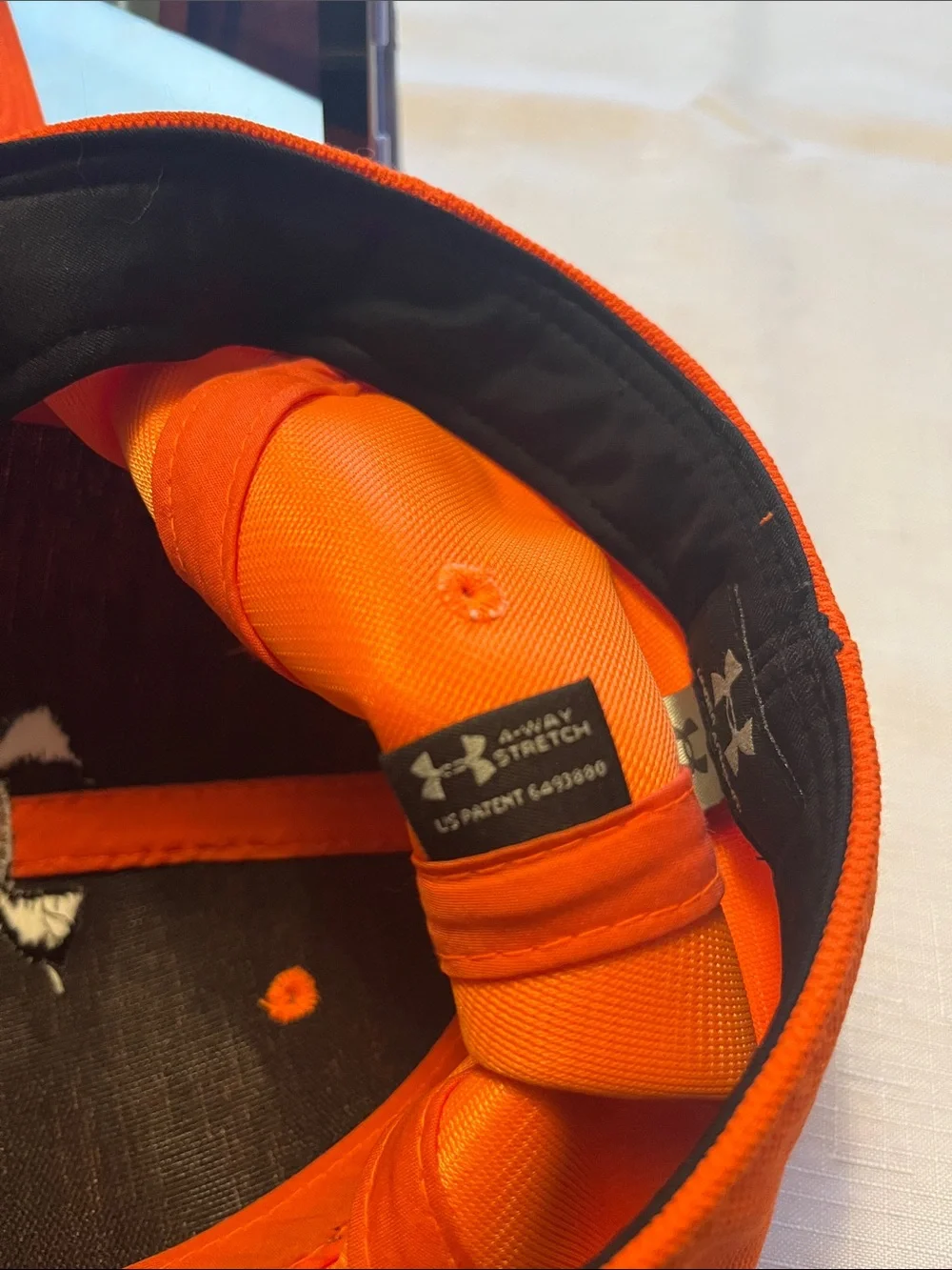 Under Armour Hat-Cap Orange With Black Embroidered Logo At Front